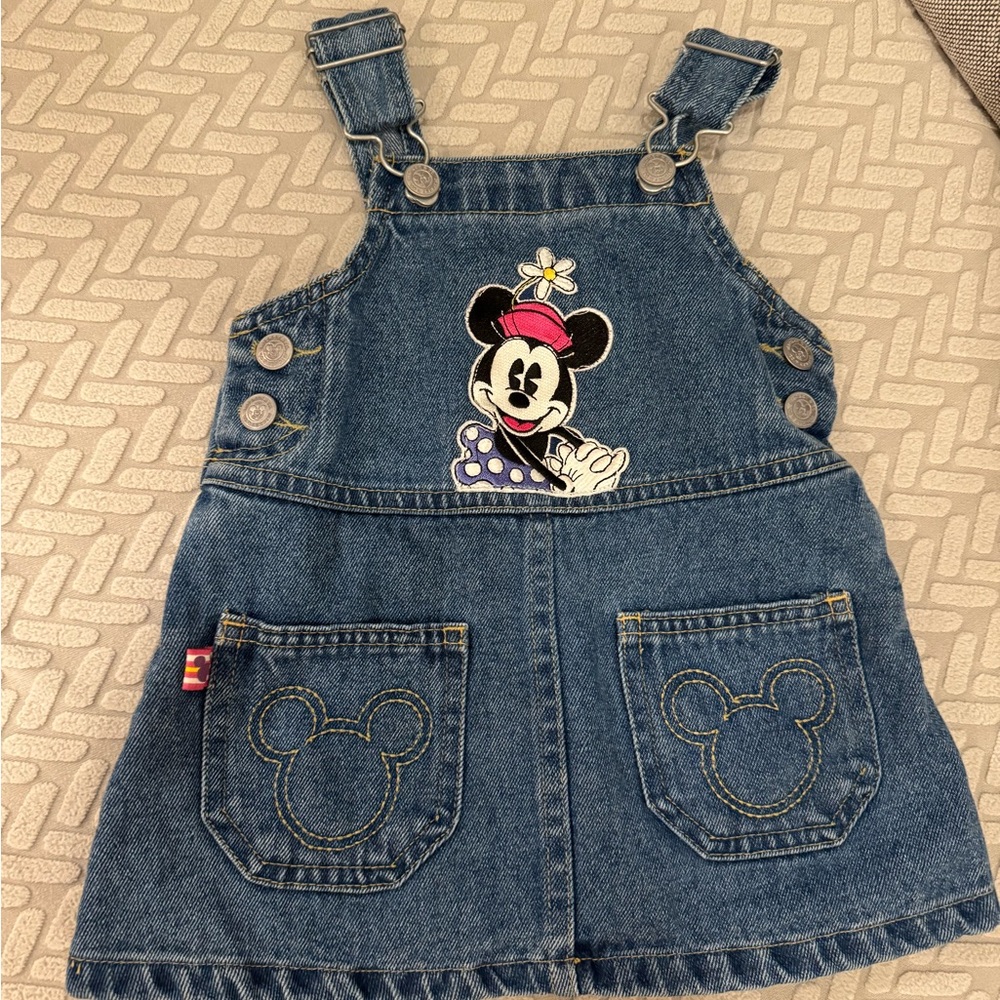 Vintage disney Mickey & co Minnie Mouse denim jeans overalls dress size 2T